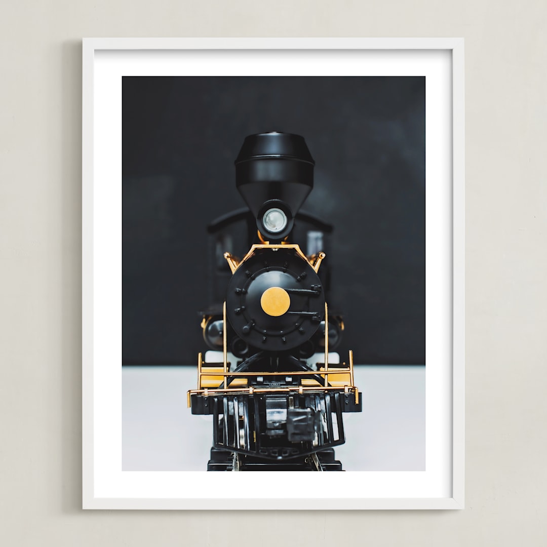 "All Aboard!" - Art Print in railway black by Alicia Abla - Framed