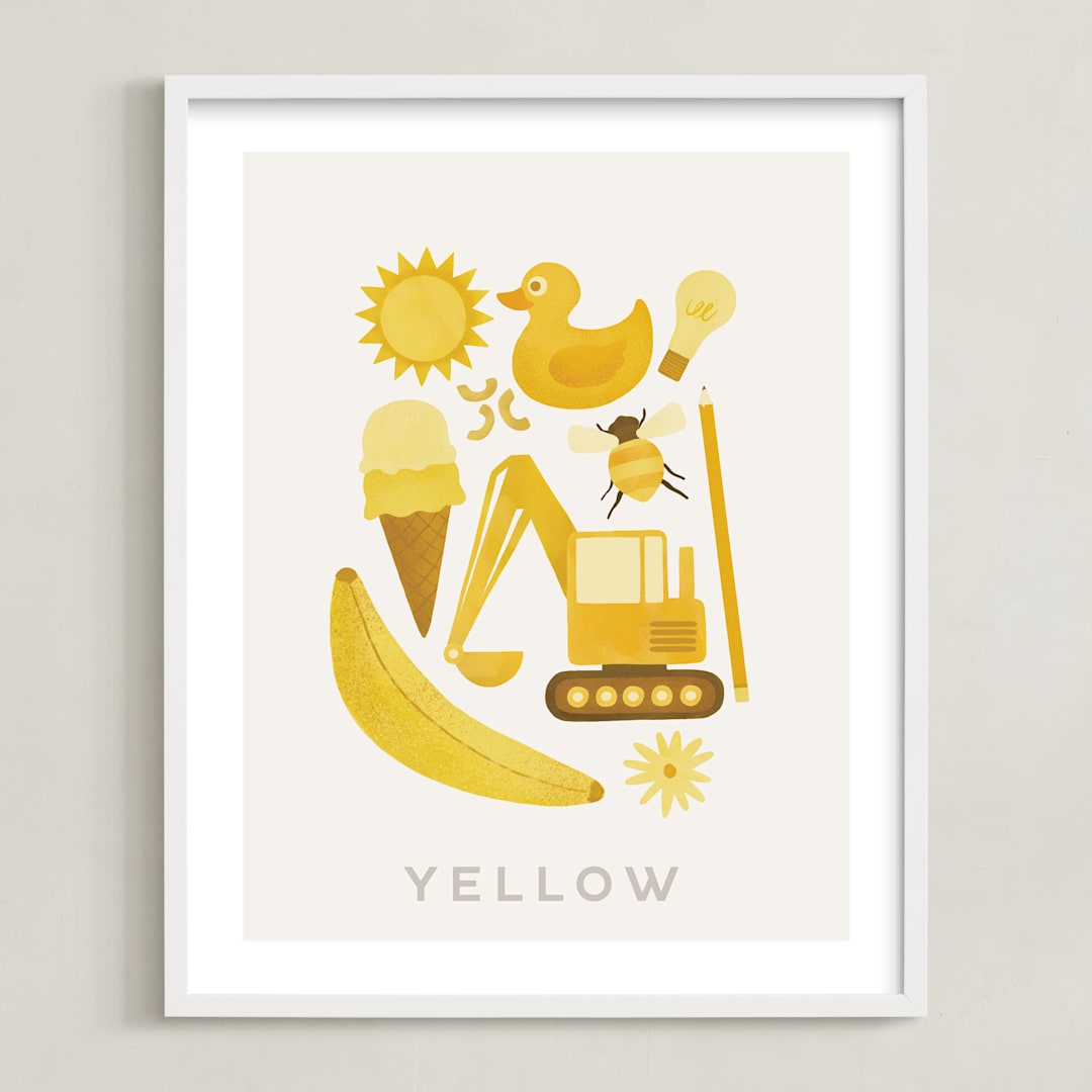 "Ten Yellow Things" - Art Print in Yellow by Ana Peake - Framed