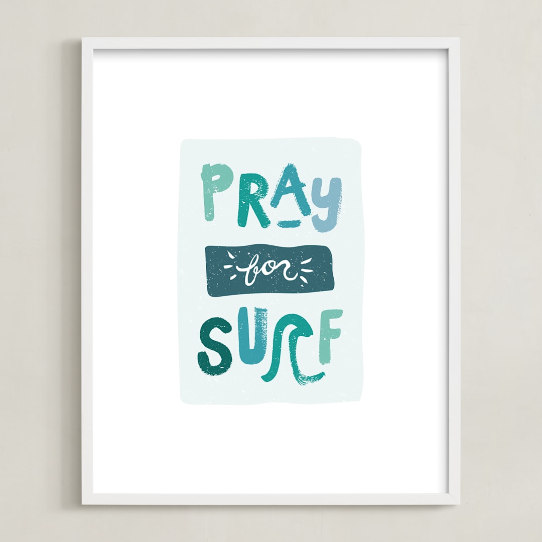 "Grom" - Art Print in Sea by Kayla King - Framed