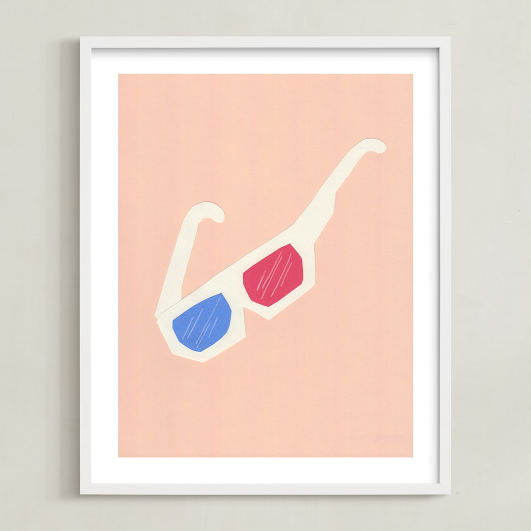 "3-D glasses" - Art Print in Retro Pink by Elliot Stokes - Framed