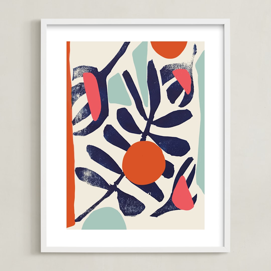 "Garden Remixed and Reimagined" - Art Print in Midnight Blue by Deborah Velasquez - Framed