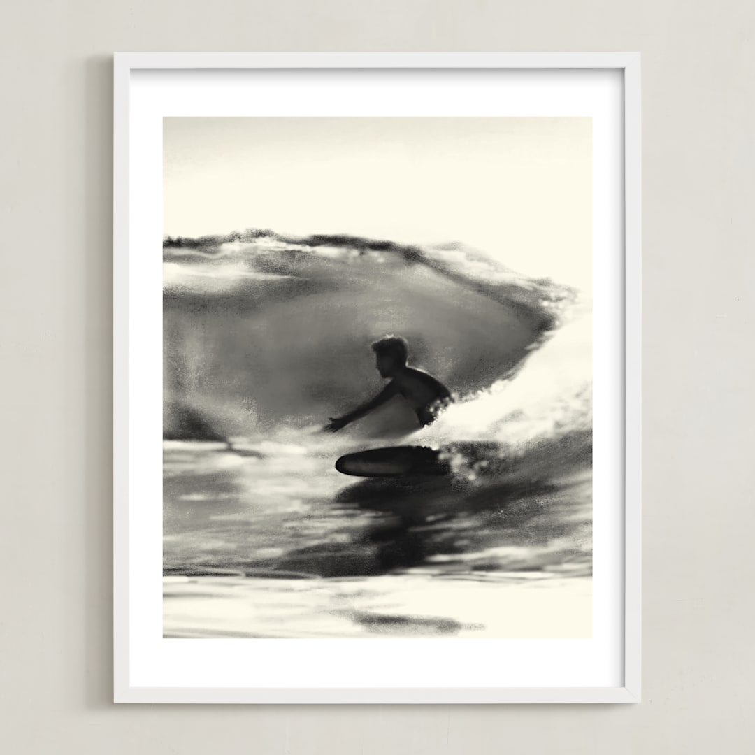 "Wave Rider One" - Art Print in Grey Swell by Jenny Partrite - Framed