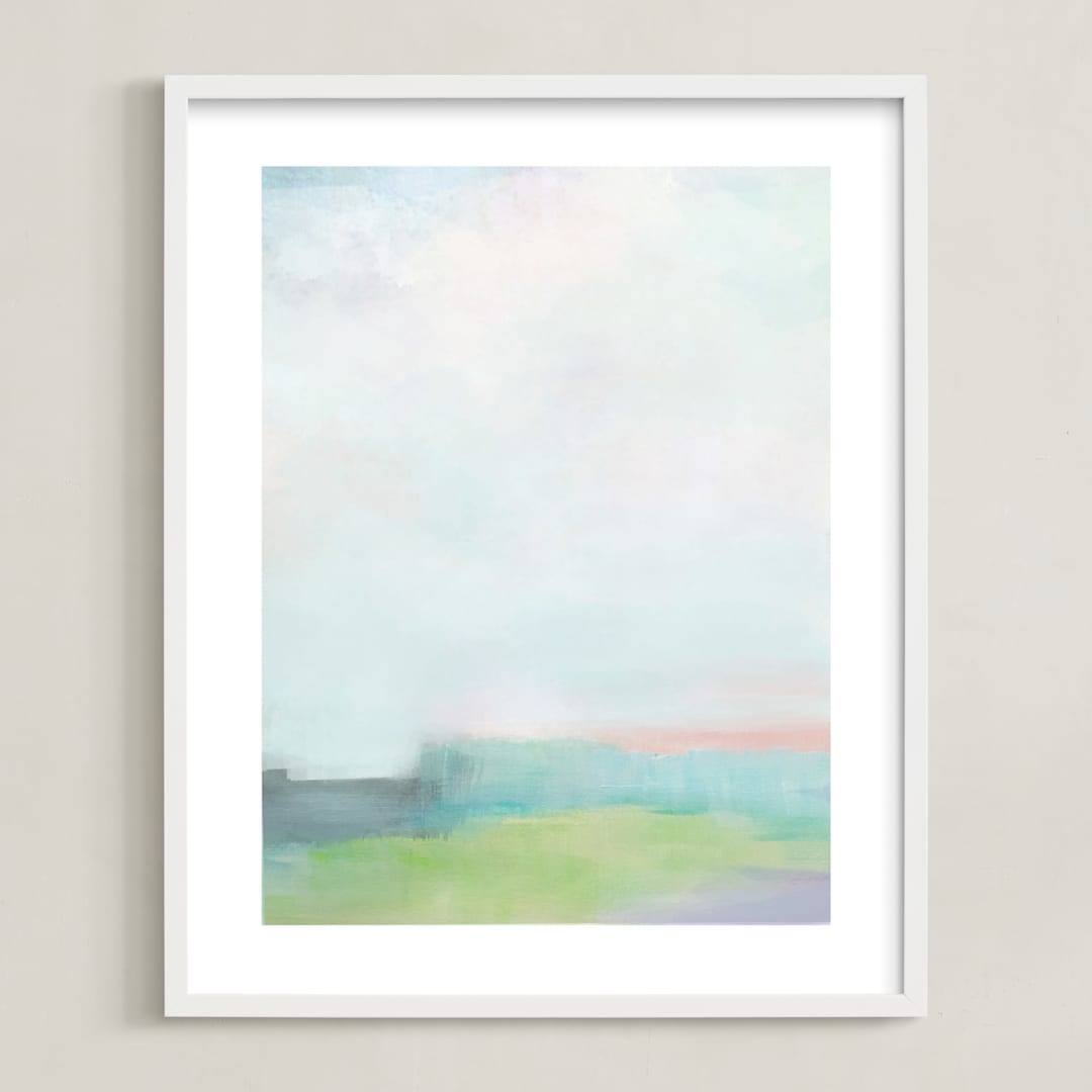 "Spring Brook" - Art Print in spring blue by AlisonJerry - Framed