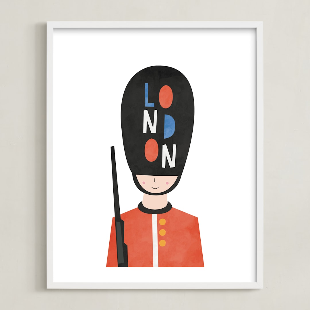 "Royal Guard" - Art Print in Royal Red by Nazia Hyder - Framed