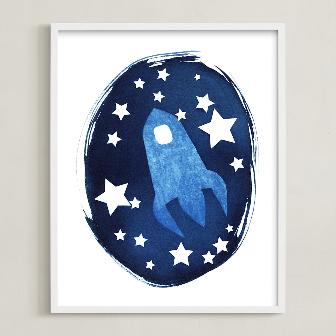 "To the stars and beyond" - Art Print in Prussian Blue by raven erebus - Framed