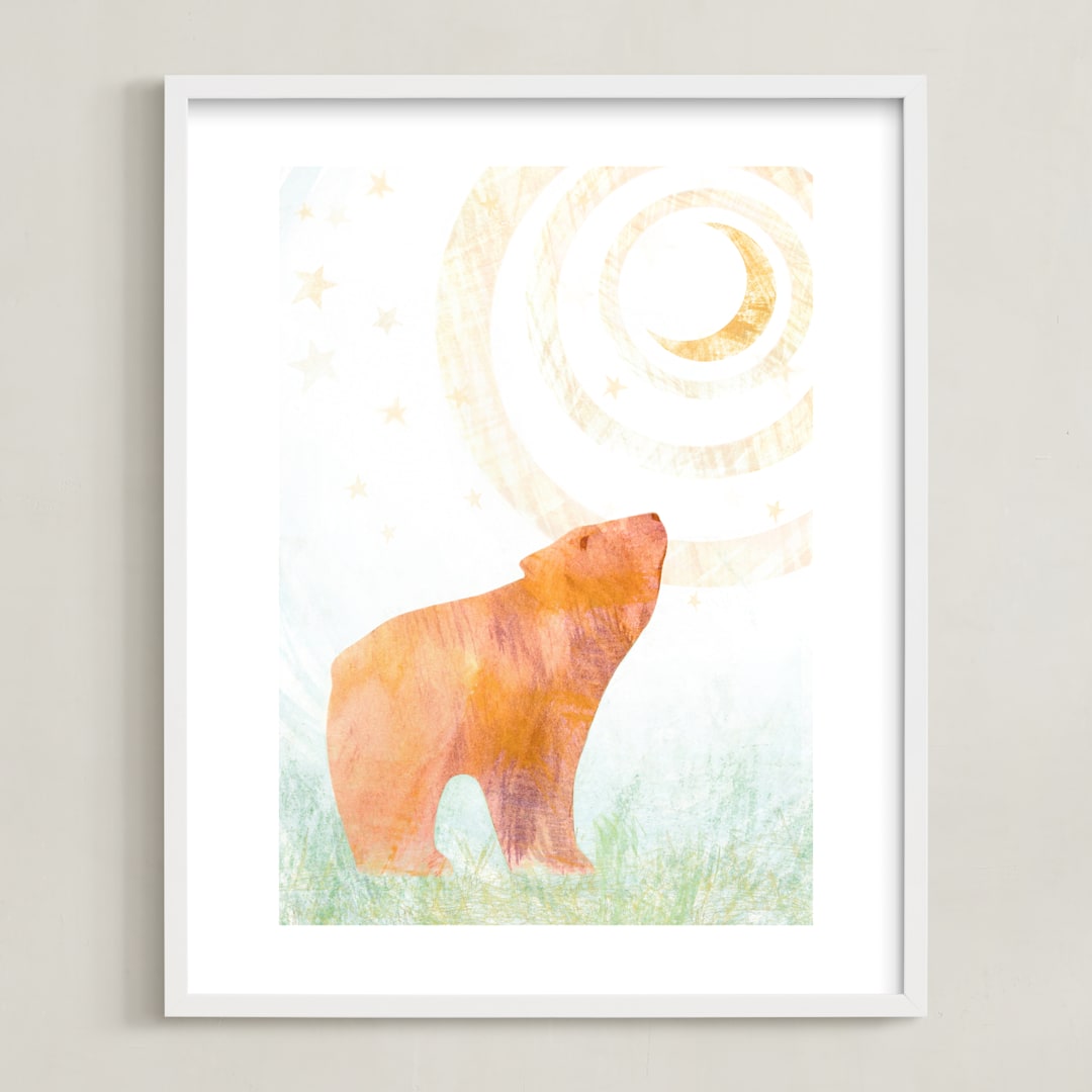"Wonder II" - Art Print in Grizzly Bear Brown by A Conger - Framed
