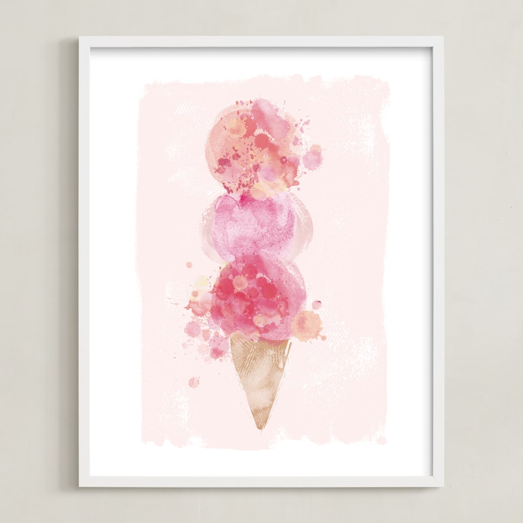 "mermaid scoops" - Art Print in berries by silverscreen studio - Framed