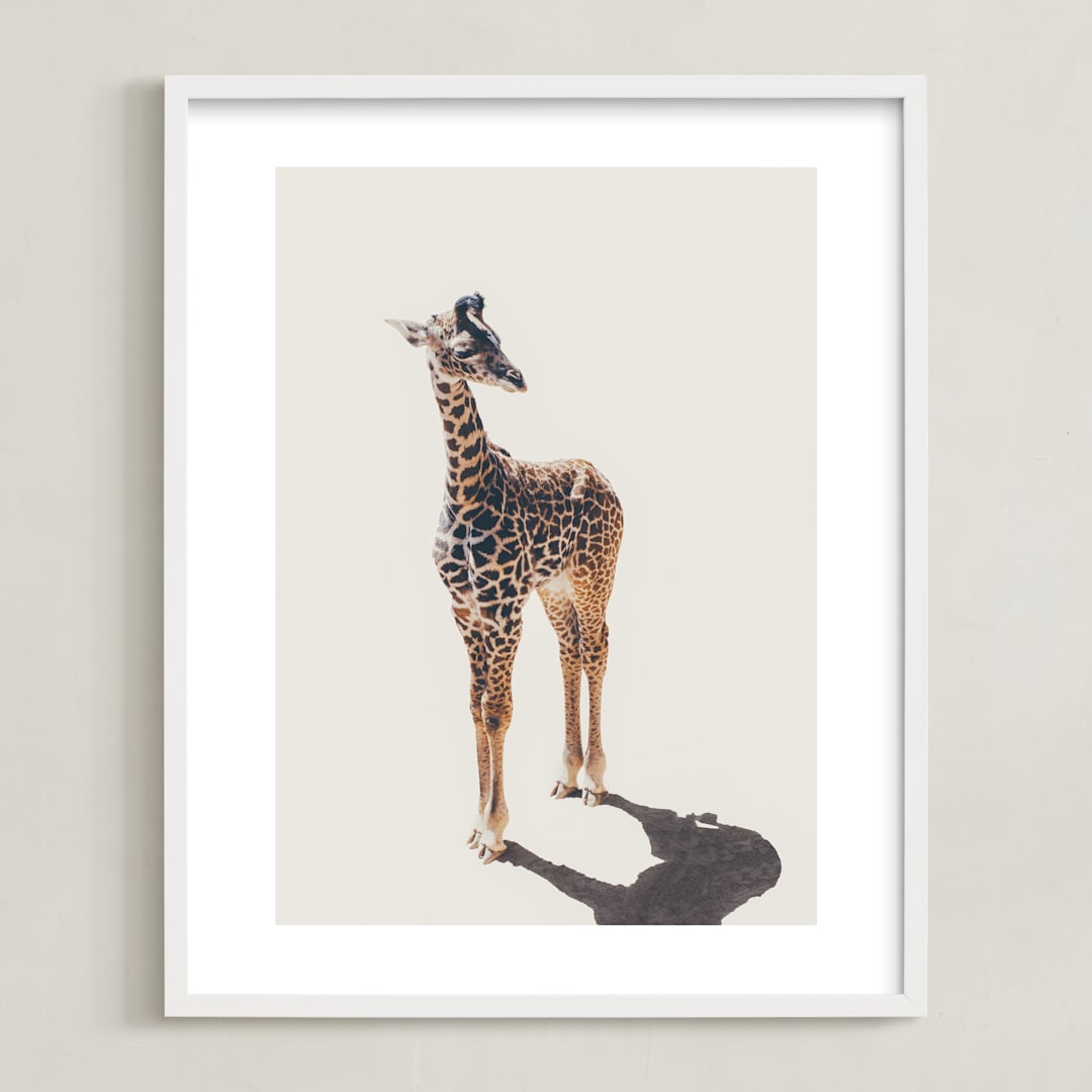 "Baby Giraffe" - Art Print in safari by Kamala Nahas - Framed