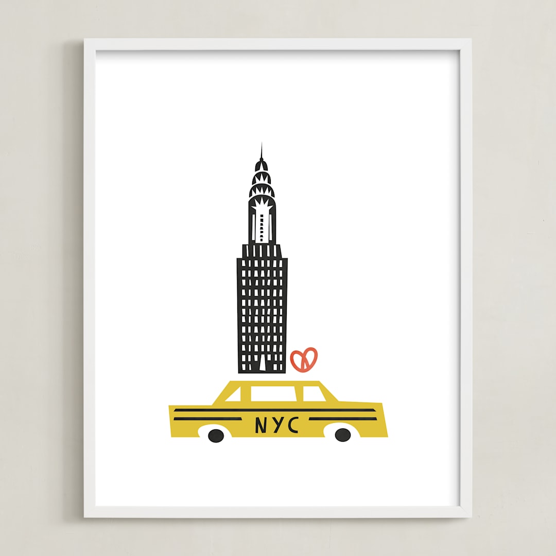 "NYC" - Art Print in New York Taxi Cab by Nazia Hyder - Framed