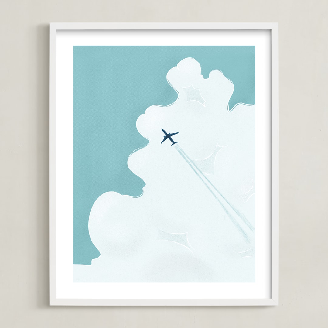 "The Next Adventure" - Art Print in Sunny Sky Blue by Anika Orrock - Framed