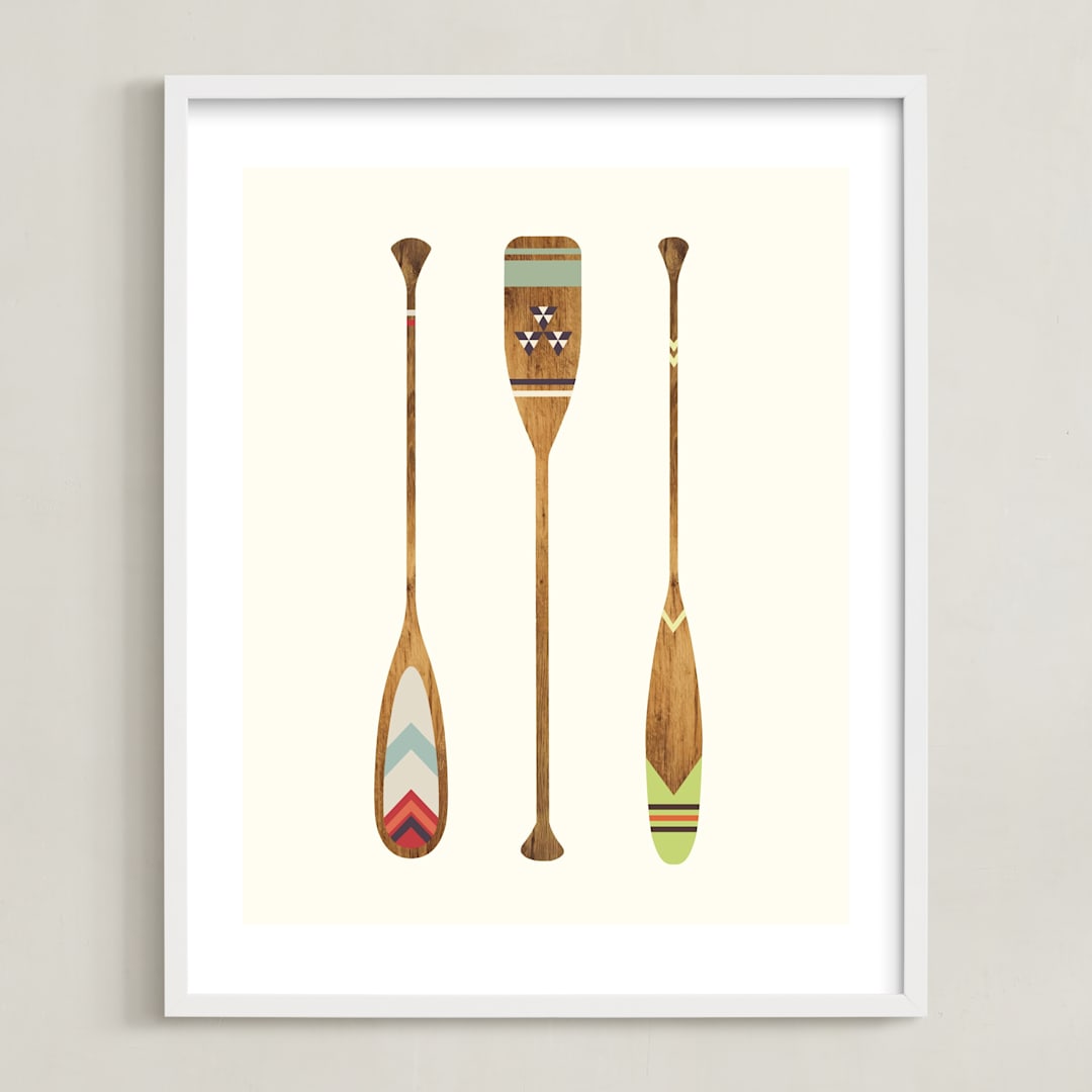 "Let's Get Paddles" - Art Print in Wood by SUWACHI - Framed