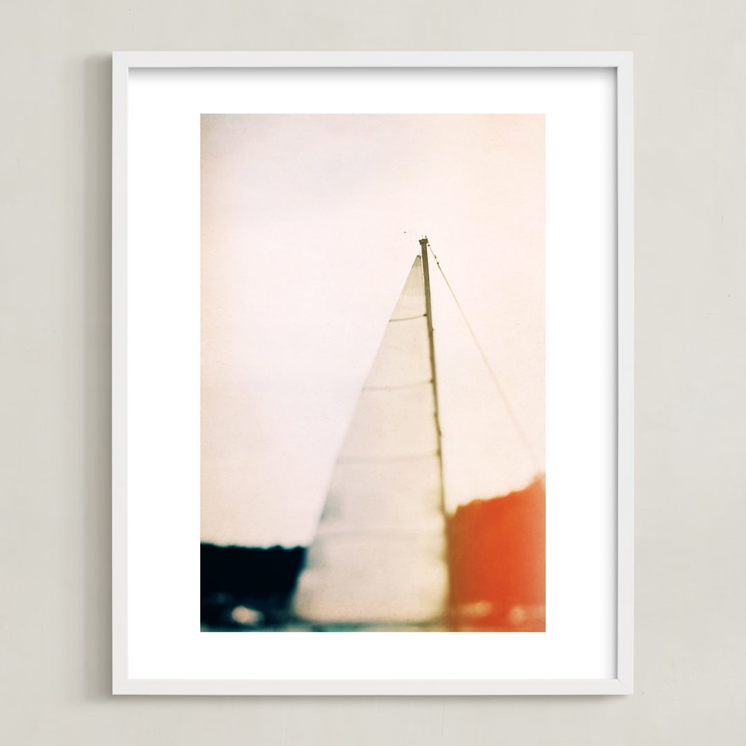 "Sunset Sail" - Art Print in Orange by ALICIA BOCK - Framed