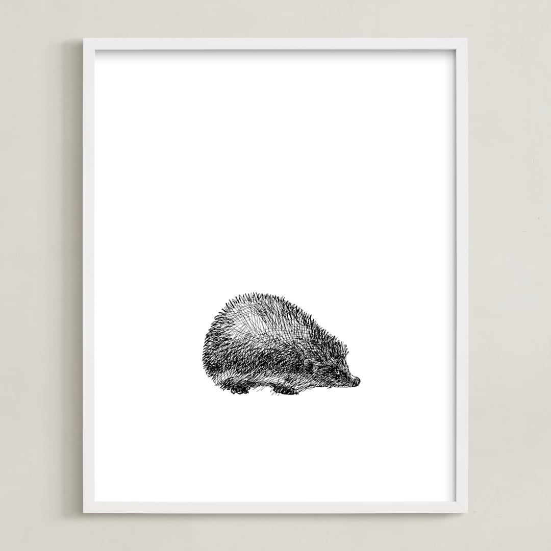 "pétit hérisson" - Art Print in Black by IMG_101 - Framed