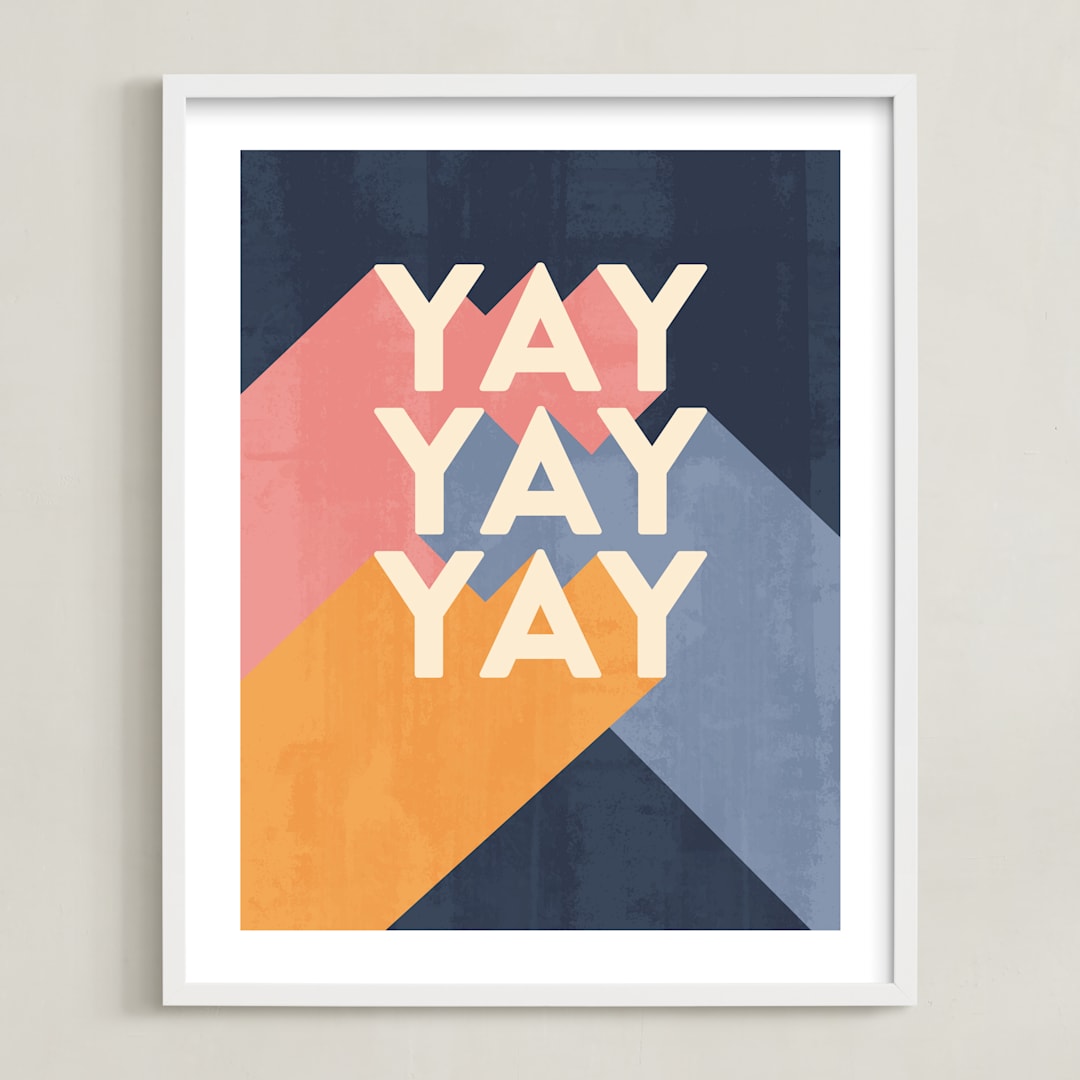 "Overjoyed" - Art Print in Navy by Sophie Owens - Framed