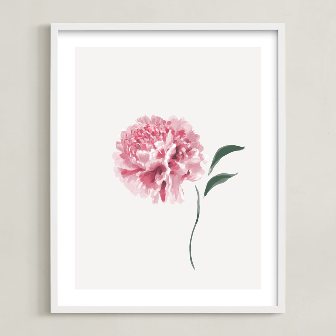 "Leaning In" - Art Print in Pretty Pink by Julie Cha - Framed
