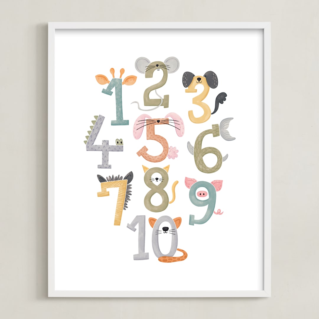 "Numbers in Disguise" - Art Print in Pastels by Serineh Eliasian - Framed