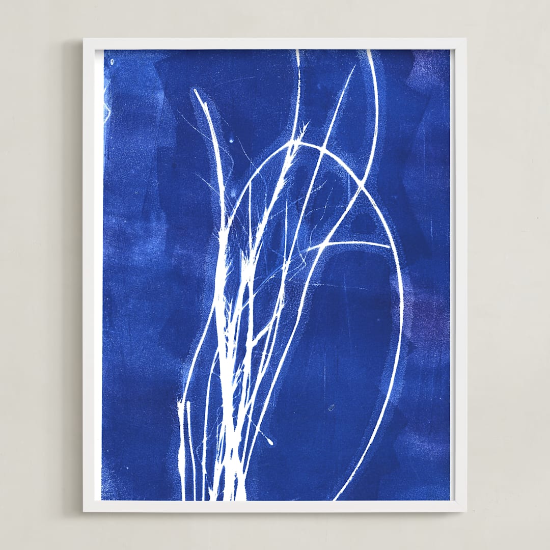 "Bend" - Art Print in Vivid blue by Erin McCluskey Wheeler - Framed