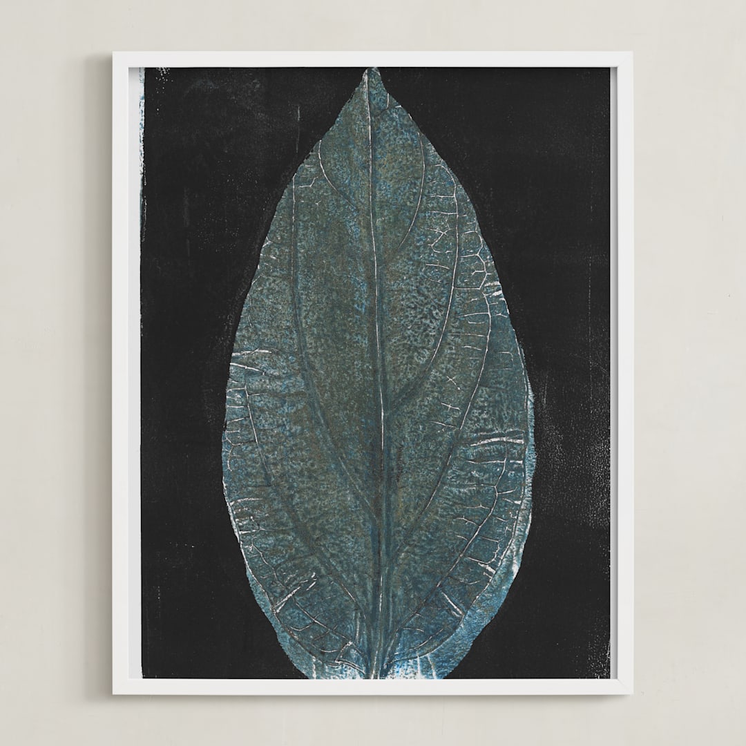 "New Leaf" - Art Print in Dark teal by Erin McCluskey Wheeler - Framed
