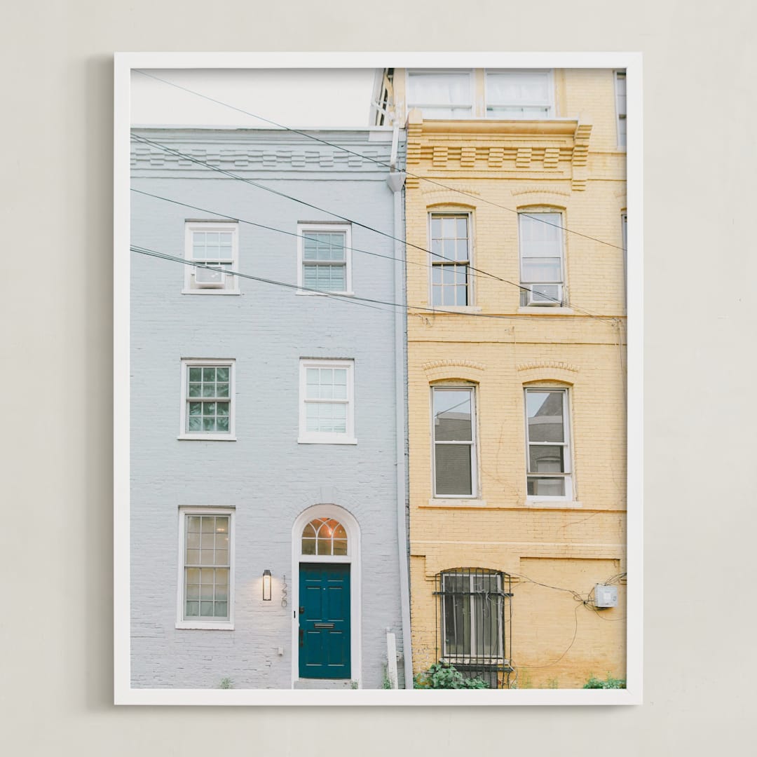 "Georgetown Two" - Art Print in Muted Yellow by Lindsay Ferraris Photography - Framed