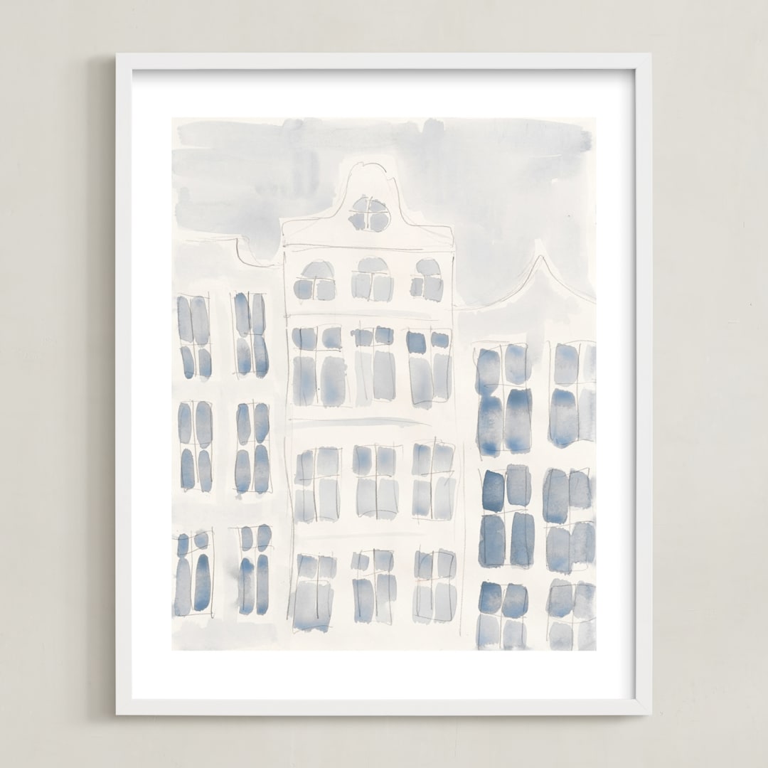 "skyscraper" - Art Print in White by Susanne Kasielke - Framed
