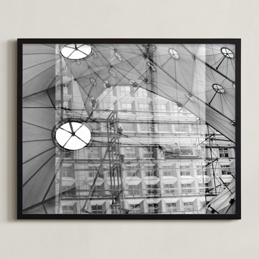 "La Grande Arche Paris_Photo collage" - Art Print in Black & White by katkerrart - Framed