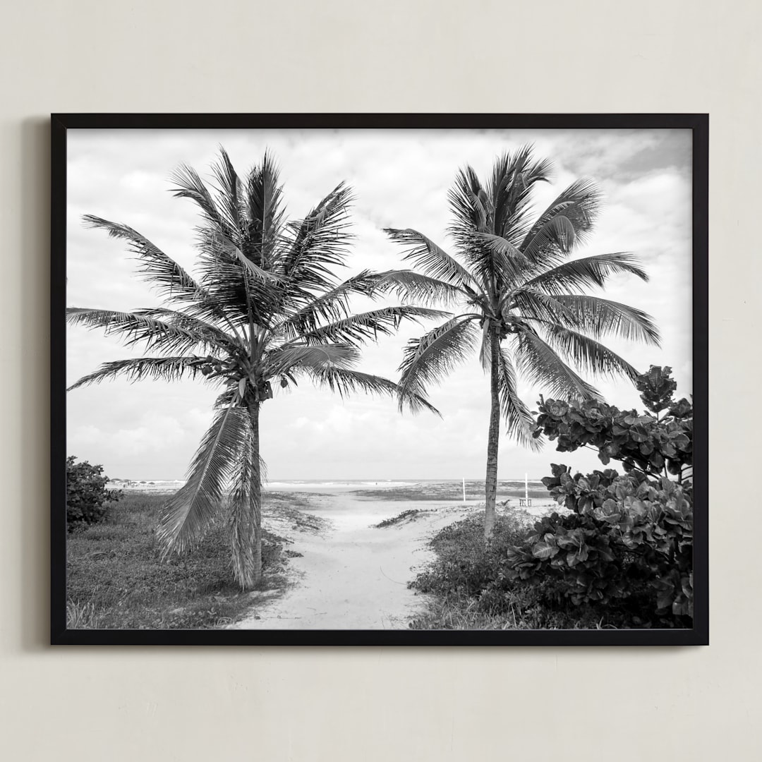 "Coconut gate" - Art Print in black by Eliane Lamb - Framed