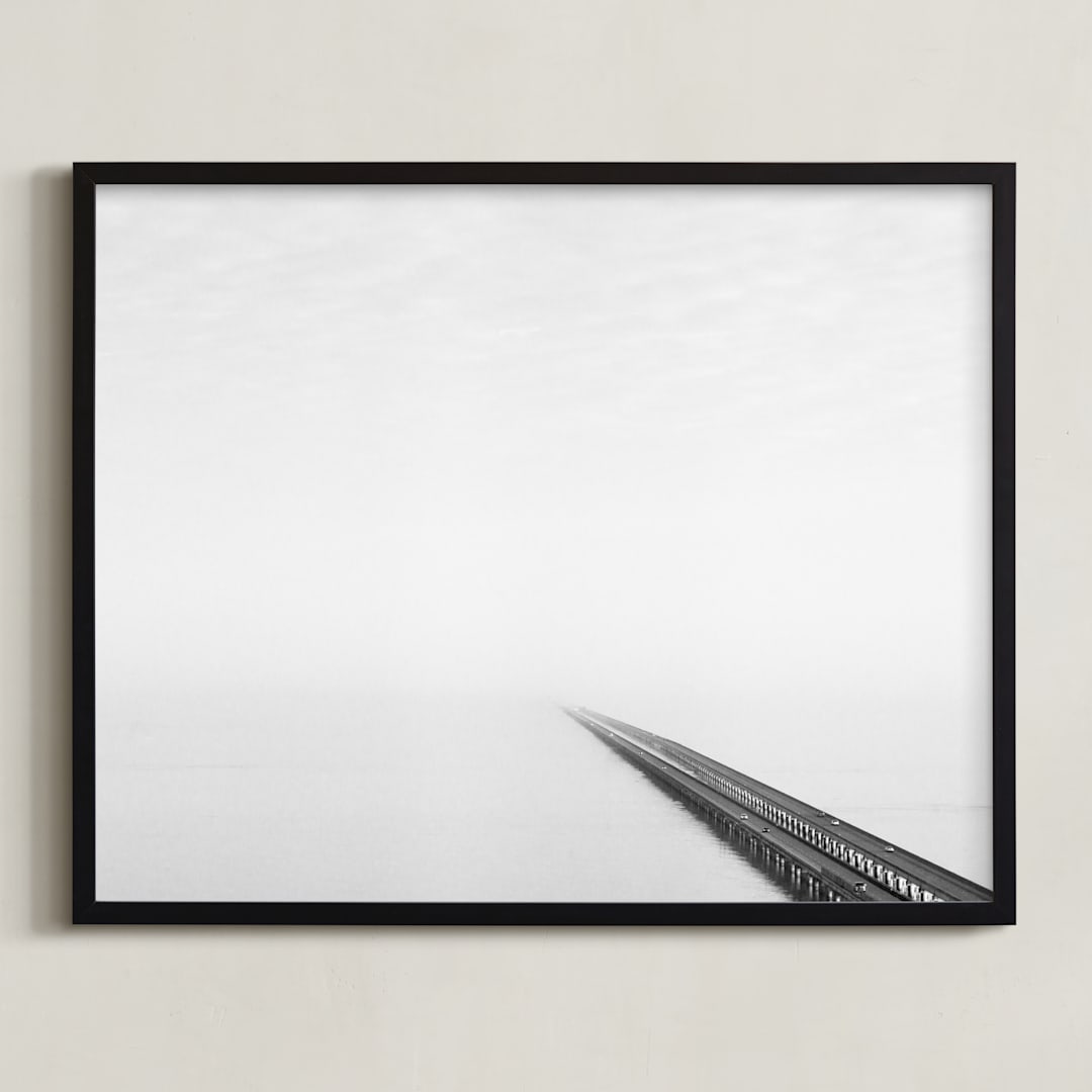 "Never-Ending Bridge" - Art Print in Grey Shades by Marker Girl - Framed