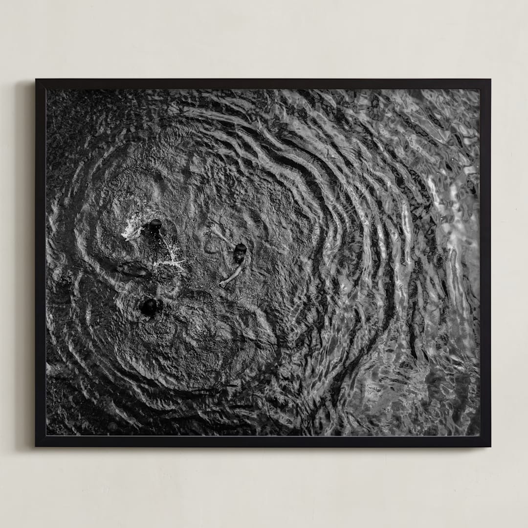 "River Kids" - Art Print in Black and White by Hello Sophie Design Lab - Framed
