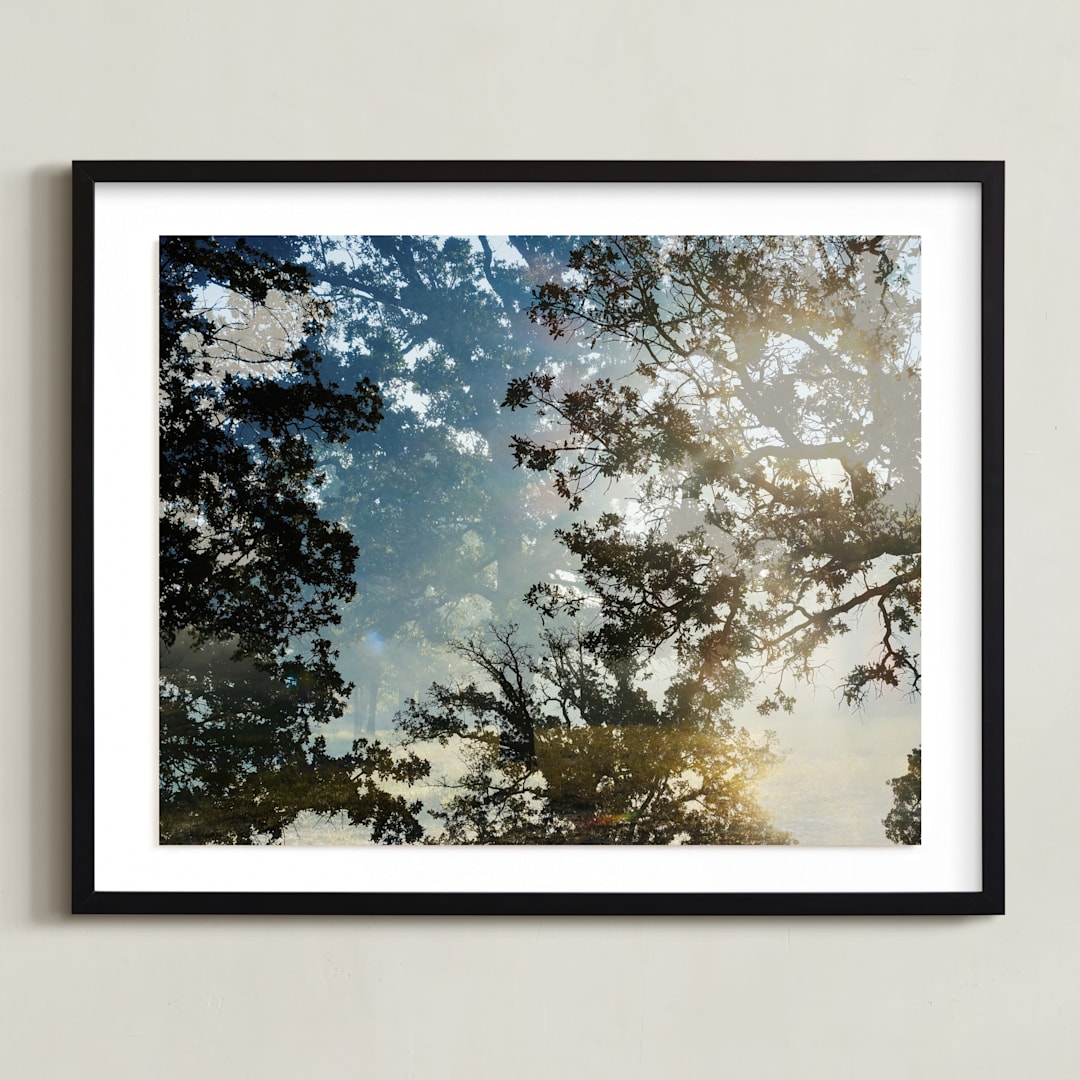 "Double The Oaks" - Art Print in Smalt Blue by Candice Estep - Framed