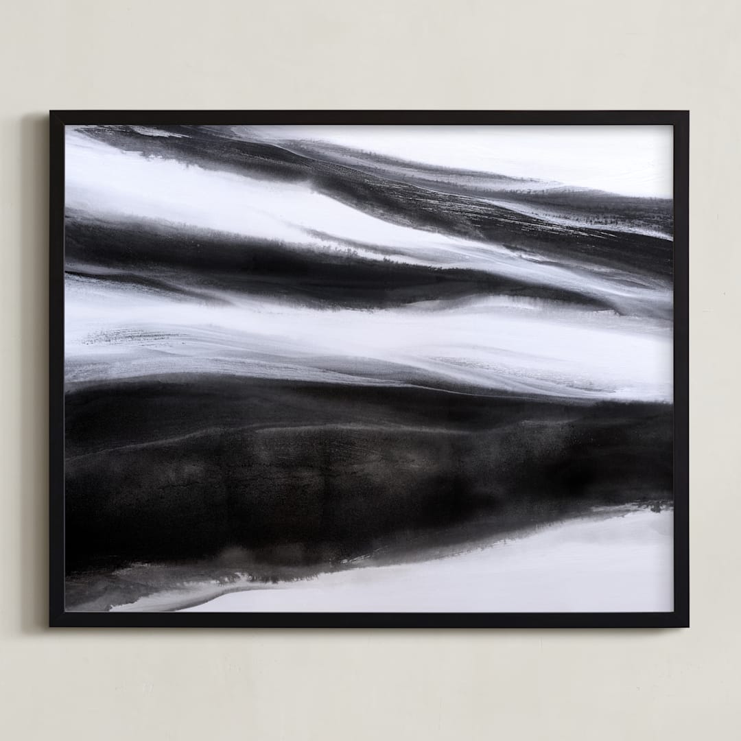 "Black Tie Silver" - Art Print in Silver Black by Teodora Guererra - Framed