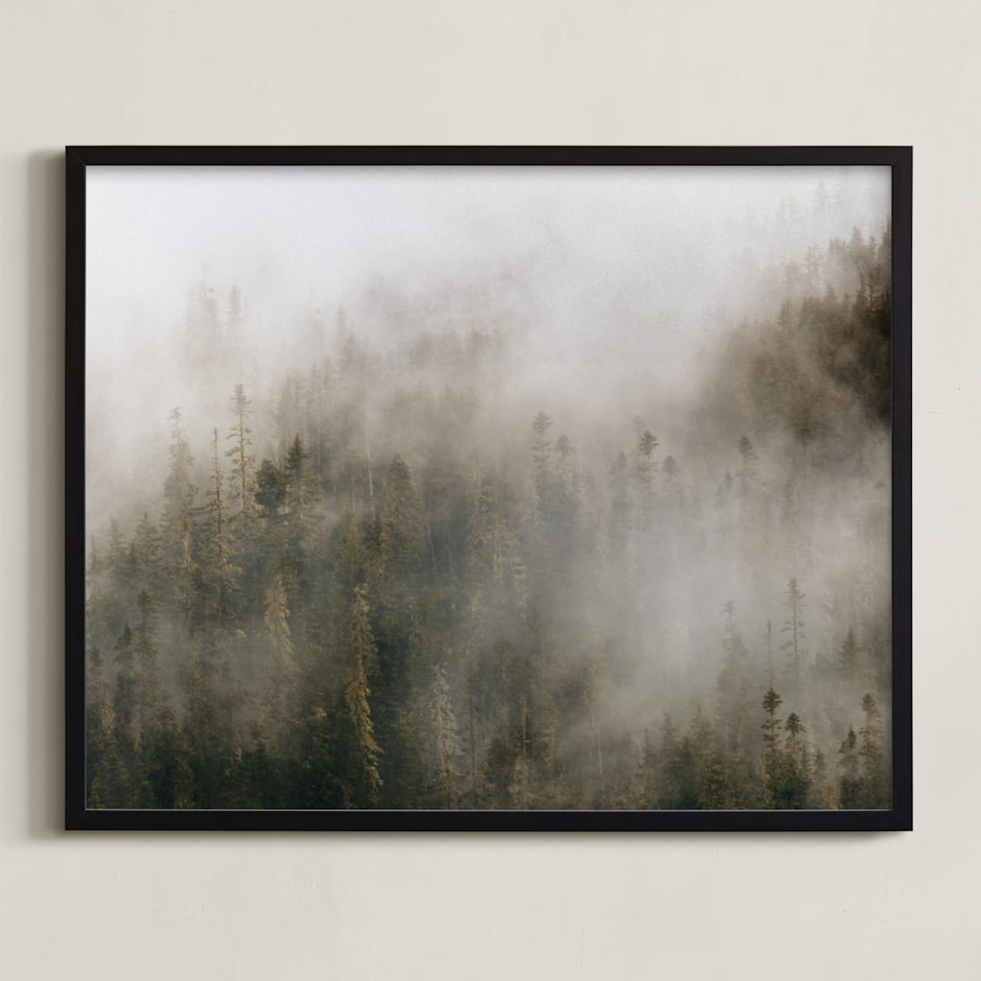 "Pacific North Fog" - Art Print in Forest Green by 1885 Atelier - Framed