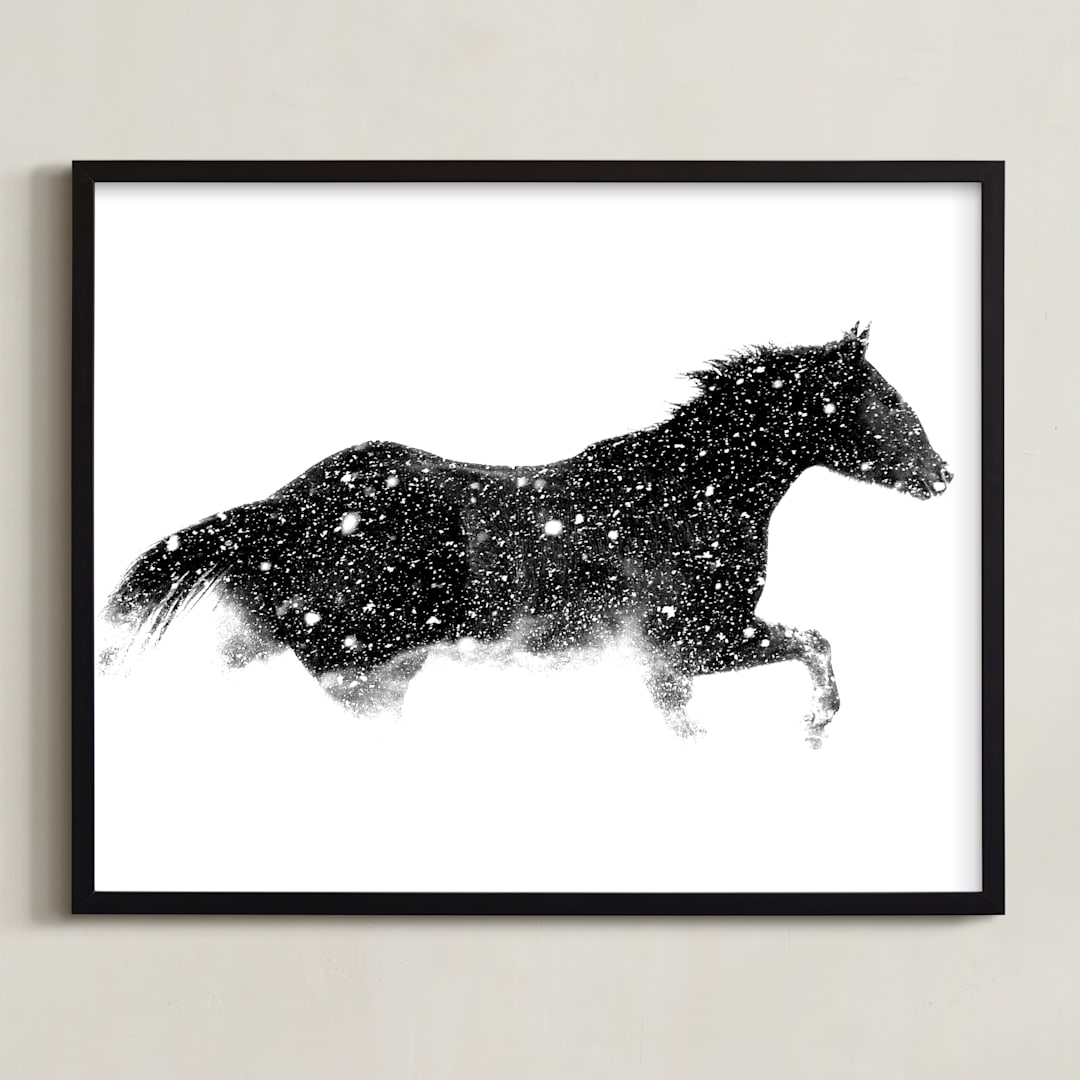 "Snow Chaser" - Art Print in Frost by Leslie Le Coq - Framed