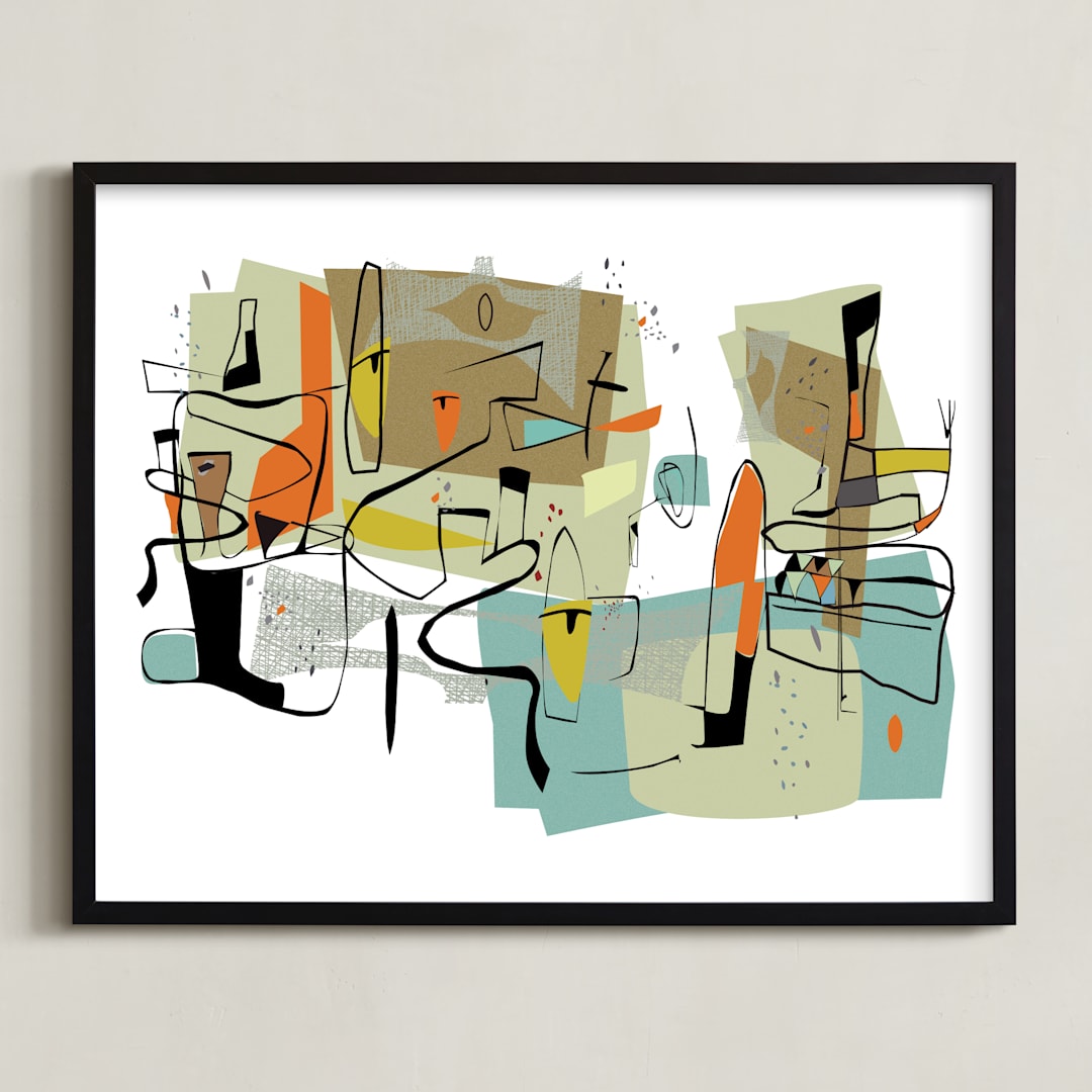 "fairview 1954" - Art Print in seafoam green by edwin wade - Framed