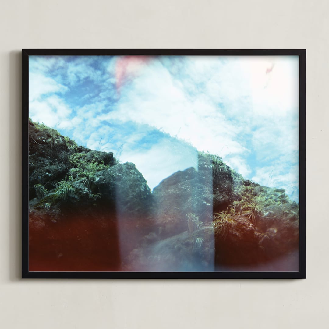 "Manuel Antonio Rocks" - Art Print in forest green by Meghan Quinn - Framed