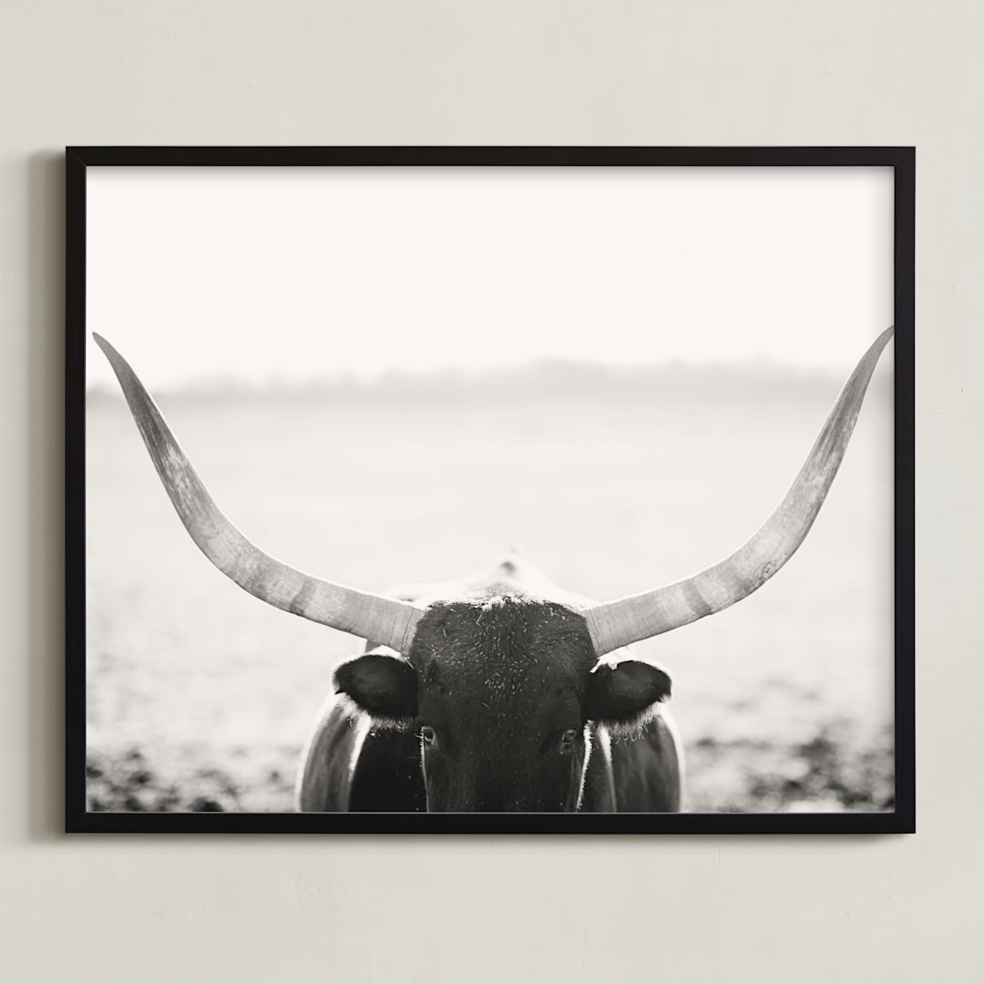 "Staredown" - Art Print in Soft Black by Amy Carroll - Framed