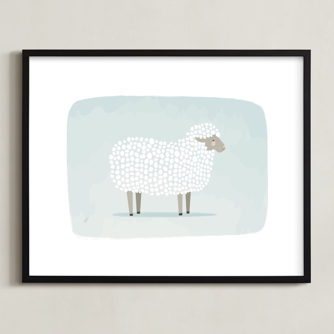 "woolly sheep" - Art Print in sky by Karidy Walker - Framed