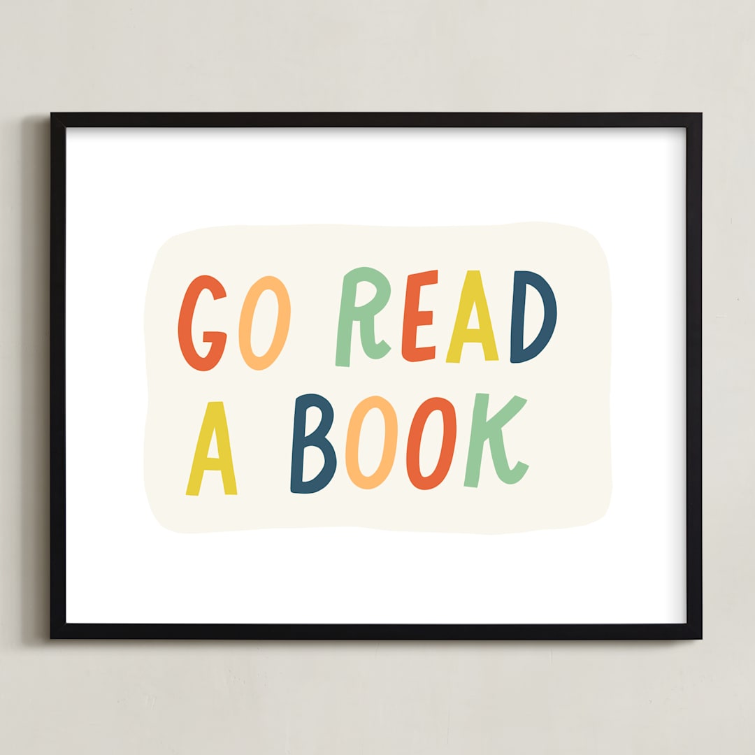 "Go Read a Book" - Art Print in Terra Cotta by Rachel K. Swanson - Framed