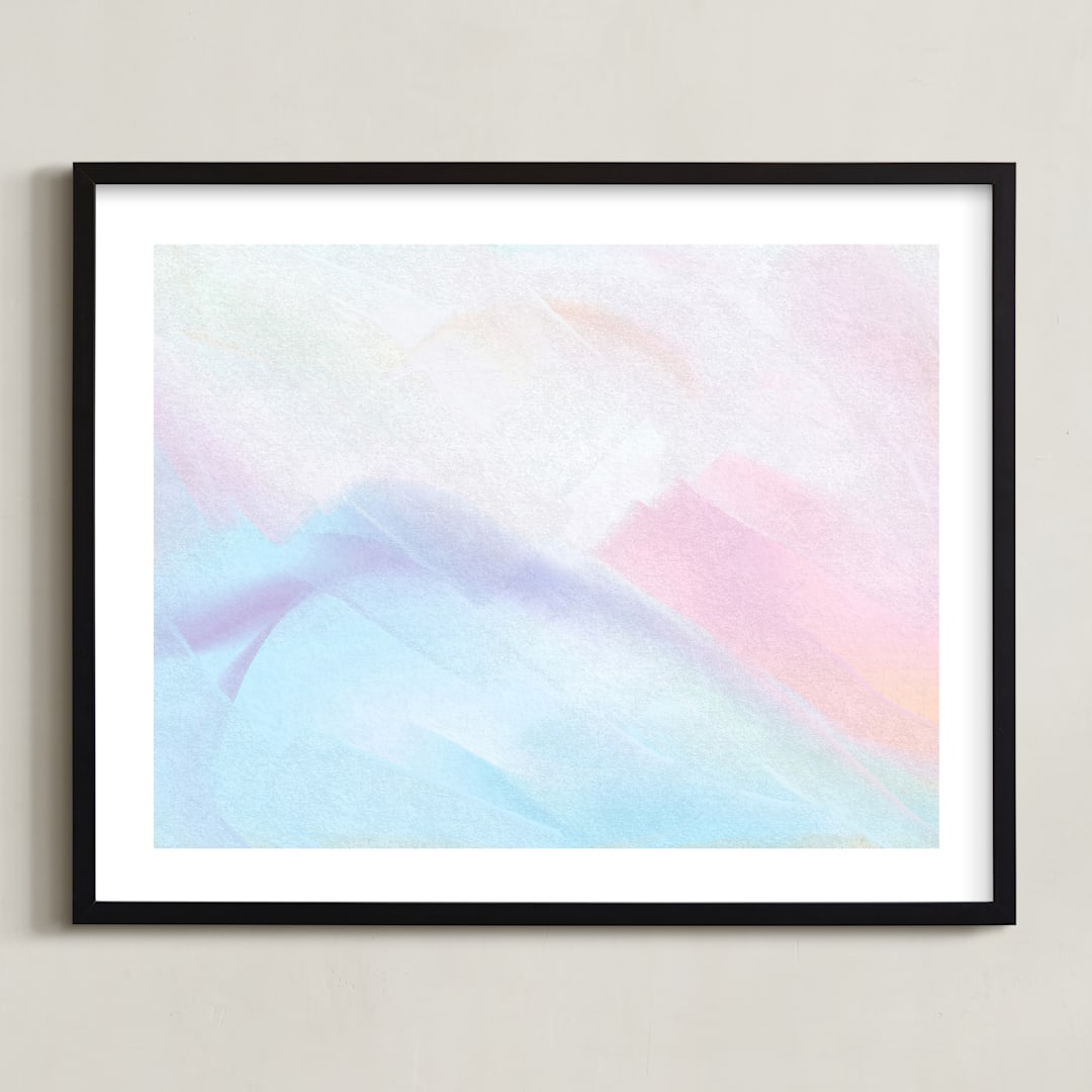 "Pastel Mountains" - Art Print in Berry by AYR - Framed