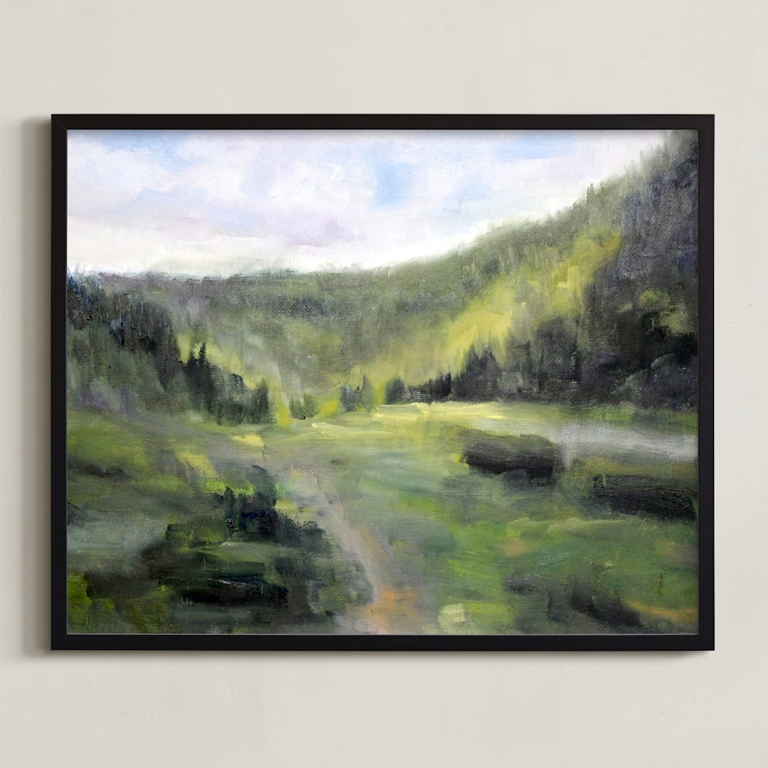 "Follow" - Art Print in emerald green by Laura Alvarez - Framed