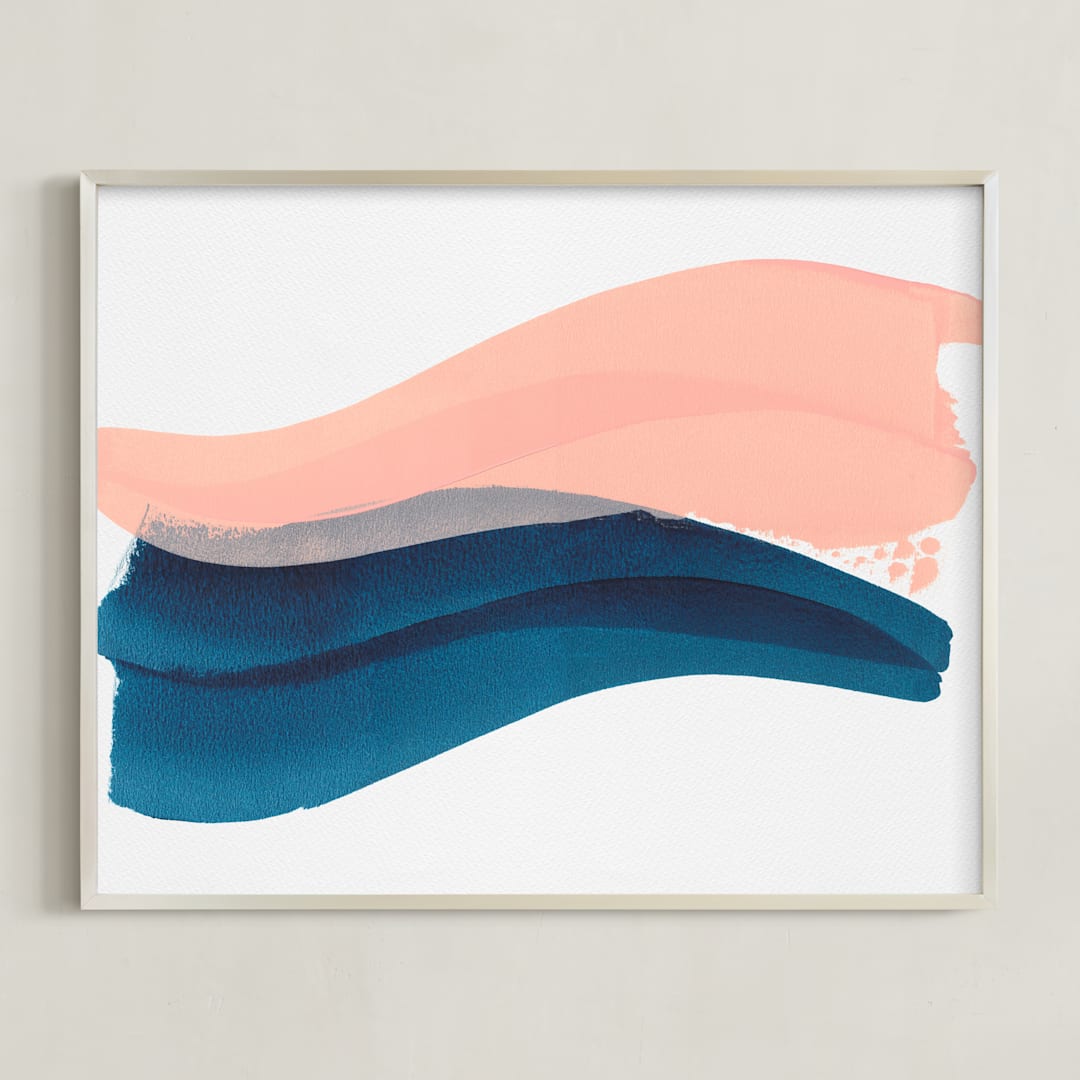 "Dancer by the Sea" - Art Print in Ballet Pink by Christina Flowers - Framed