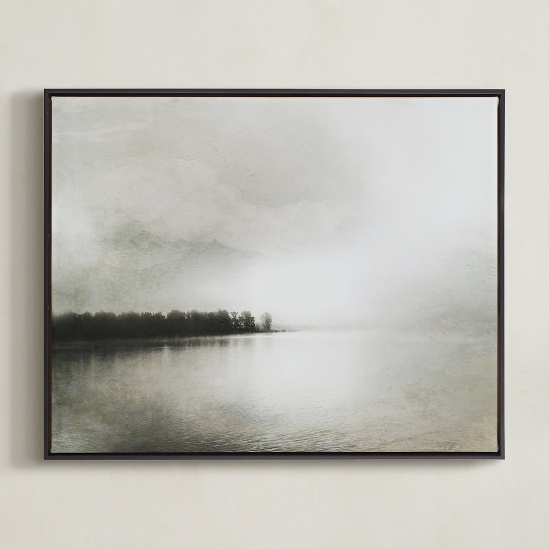"Morning After" - Art Print in Soft Sage by Julia Hirst - Framed Canvas
