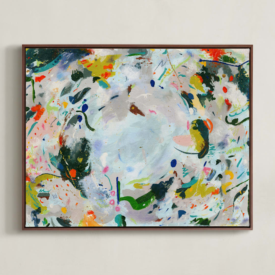 "Confetti Chaos 2" - Art Print in Periwinkle Confetti by Allison Orszak - Framed Canvas