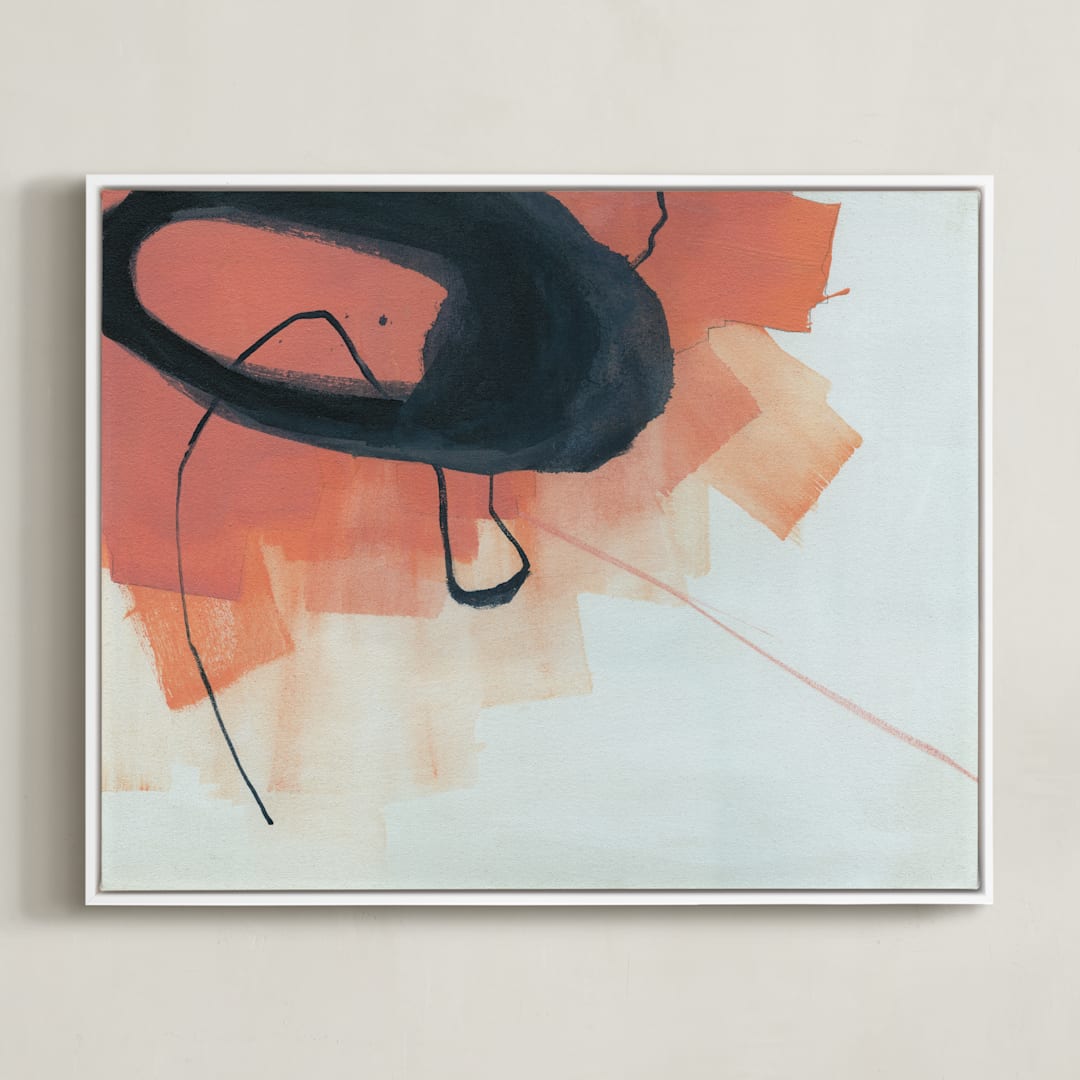 "Orange Abstraction" - Art Print in Coral Orange by Kirsta Benedetti - Framed Canvas