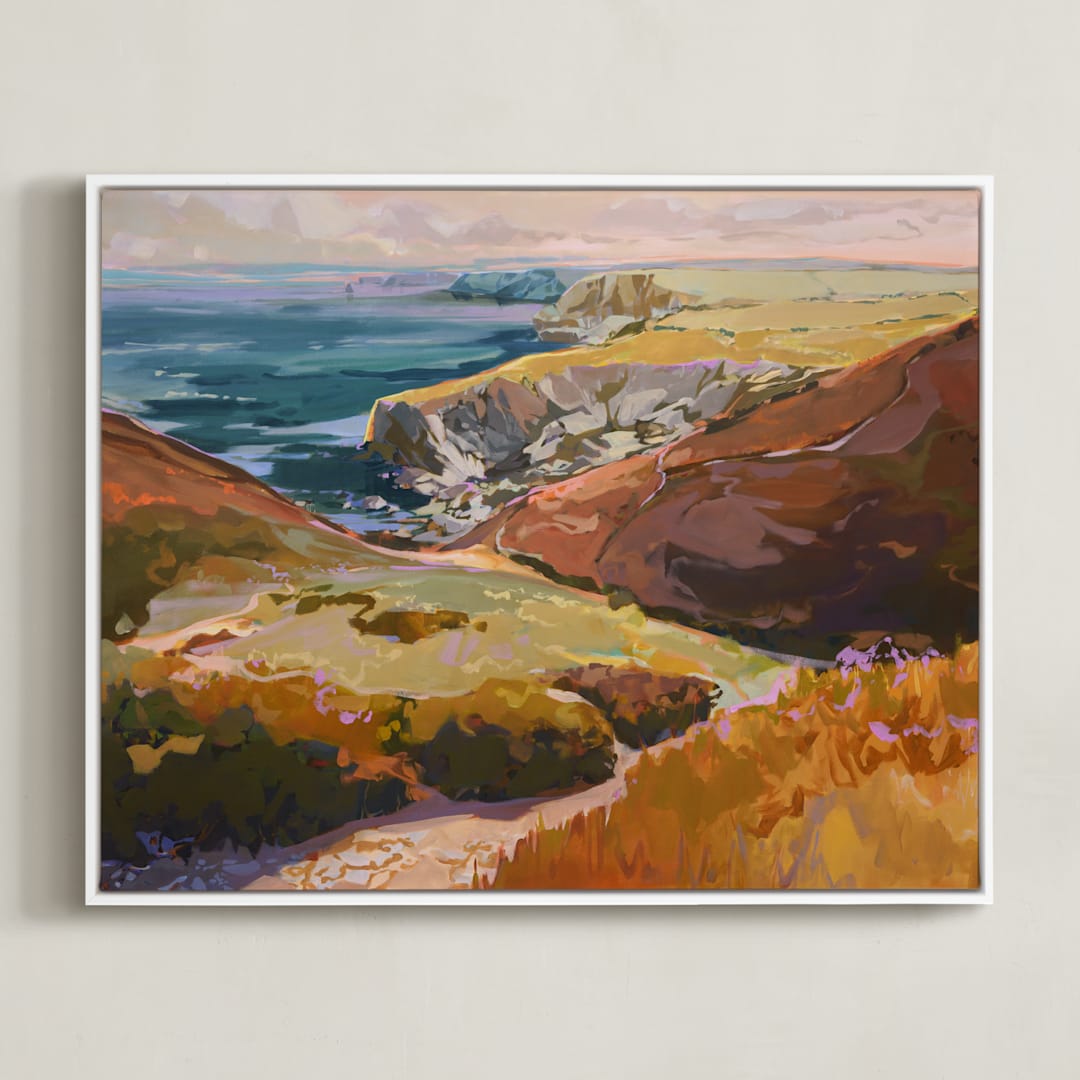 "in the nick of time" - Art Print in ochre by Jess Franks - Framed Canvas