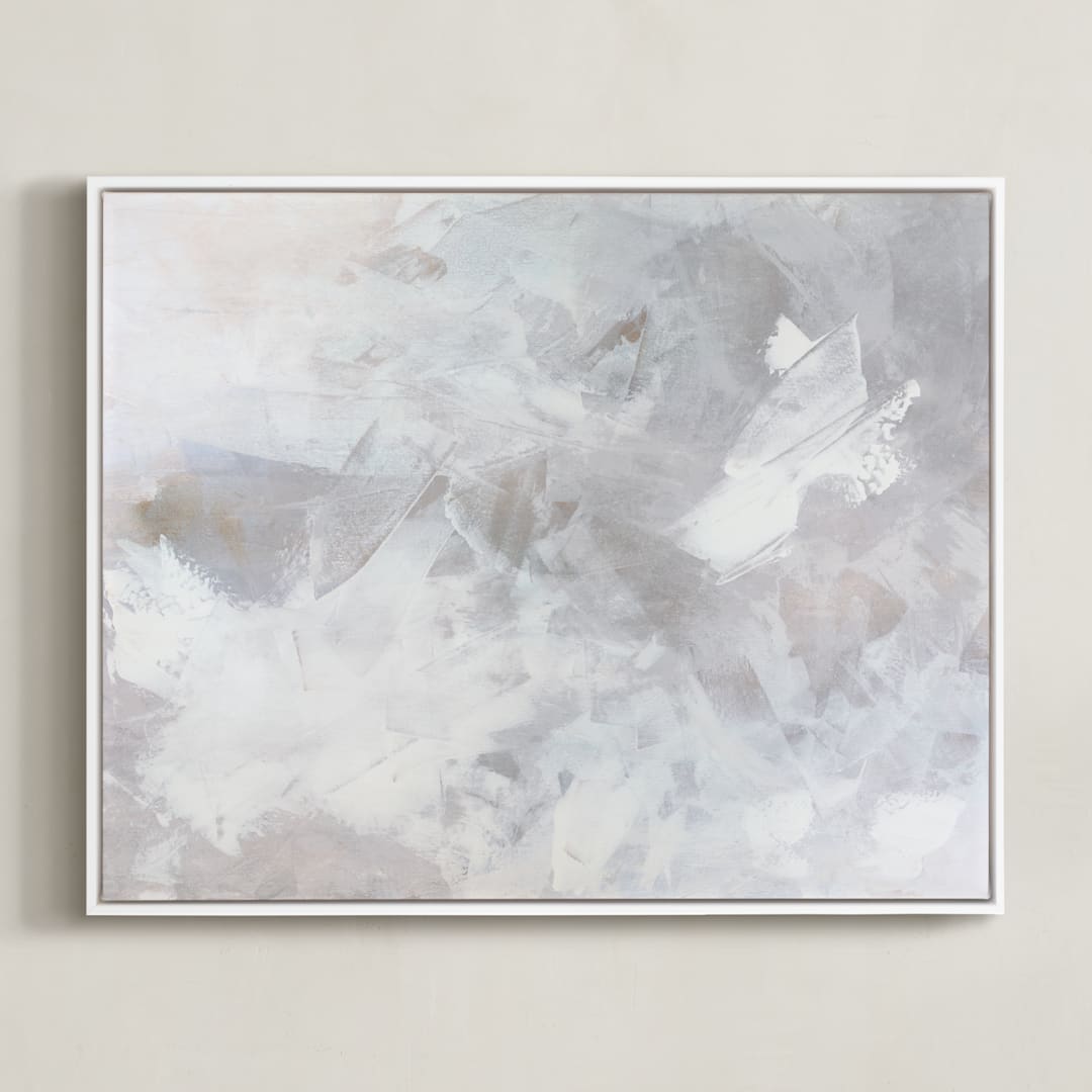 "Melody in White" - Art Print in white grey by Teodora Guererra - Framed Canvas