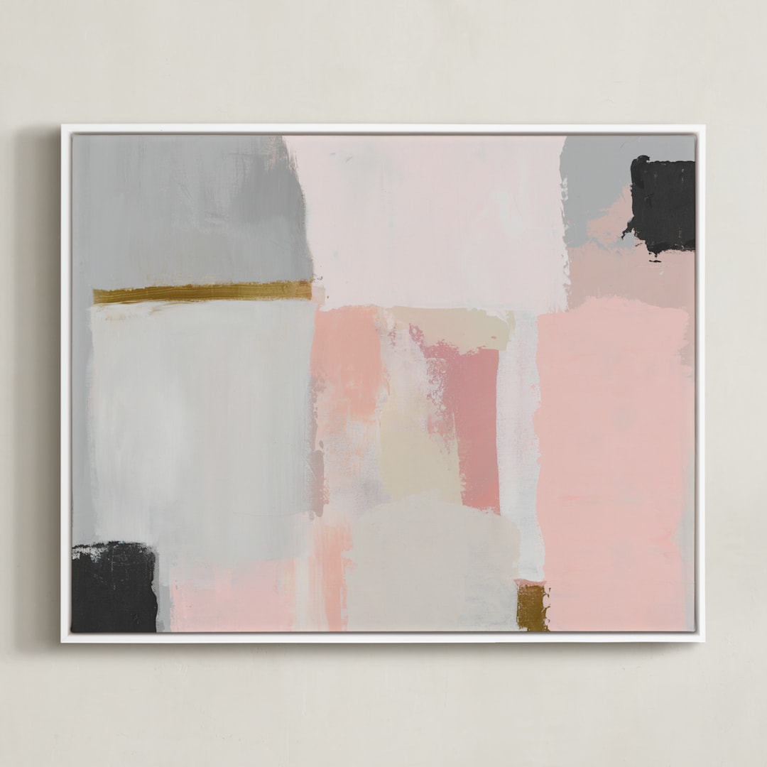 "atmospheric" - Art Print in Apricot by Amy Gray - Framed Canvas