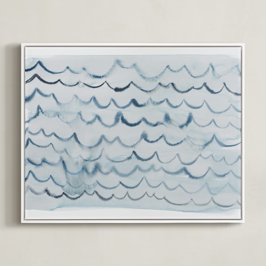 "waves" - Art Print in pool blue by Kelly Witmer - Framed Canvas