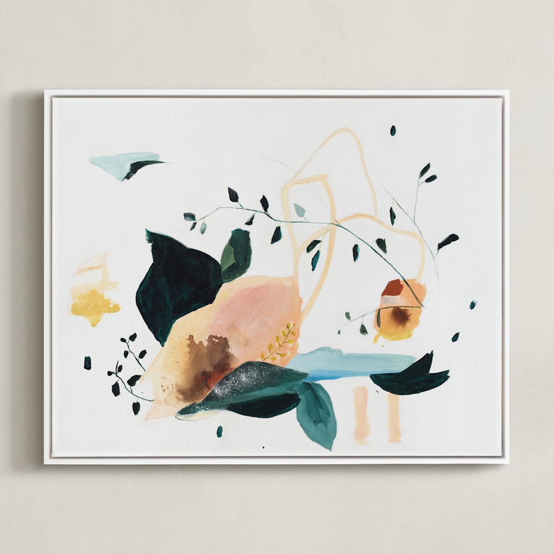 "Lyrical" - Art Print in Nude Coral by Sarah McInroe - Framed Canvas