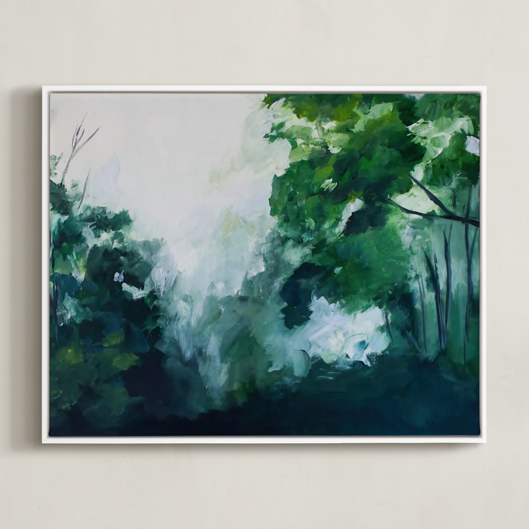 "Homeland" - Art Print in Forest Green by Brittany Fan - Framed Canvas