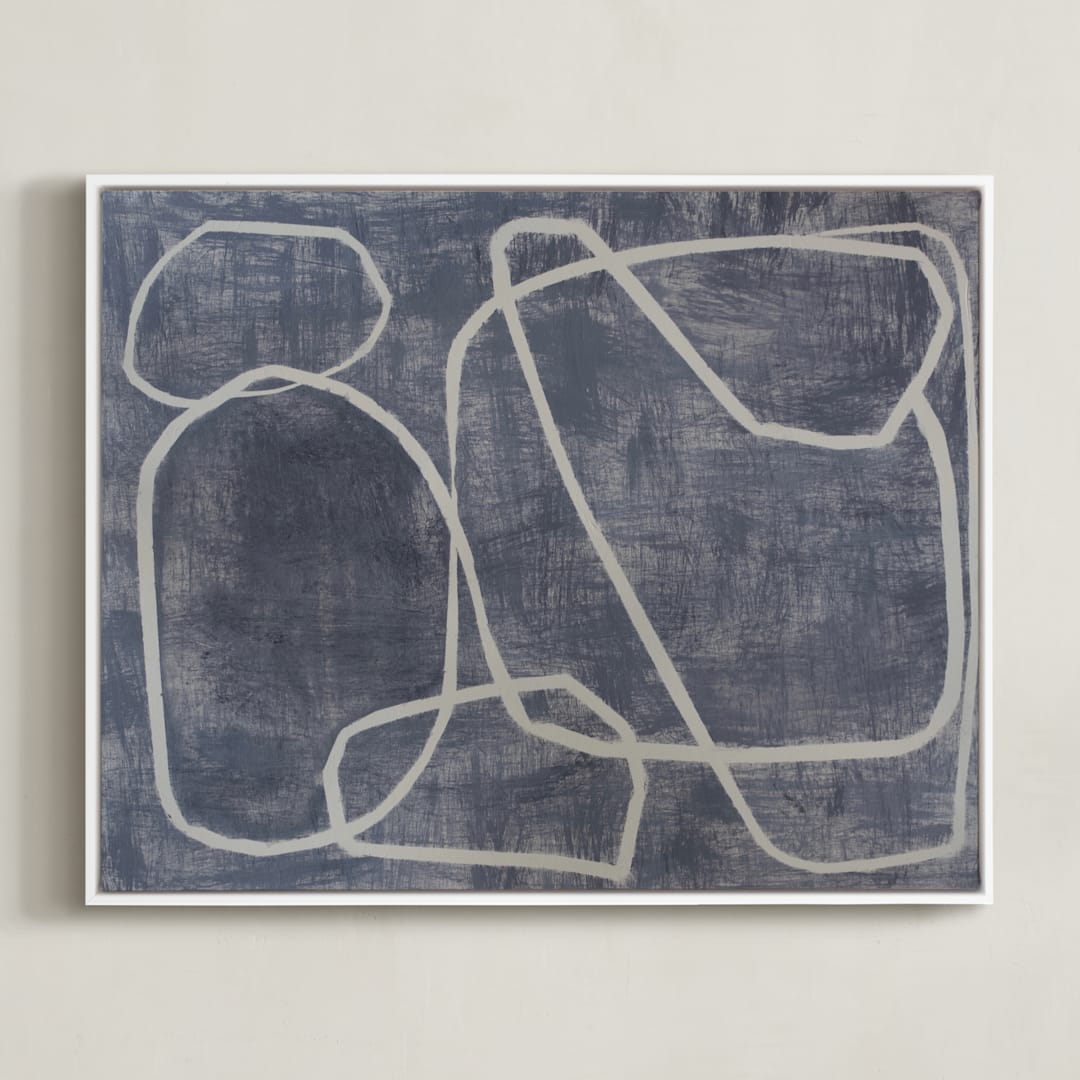 "Squiggles" - Art Print in Blue Grey by Camille Pietrow - Framed Canvas